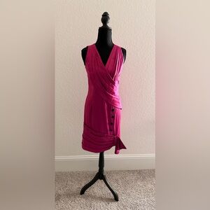Barrière Elegant Pink Sleeveless Draped Dress Asymmetric Hem